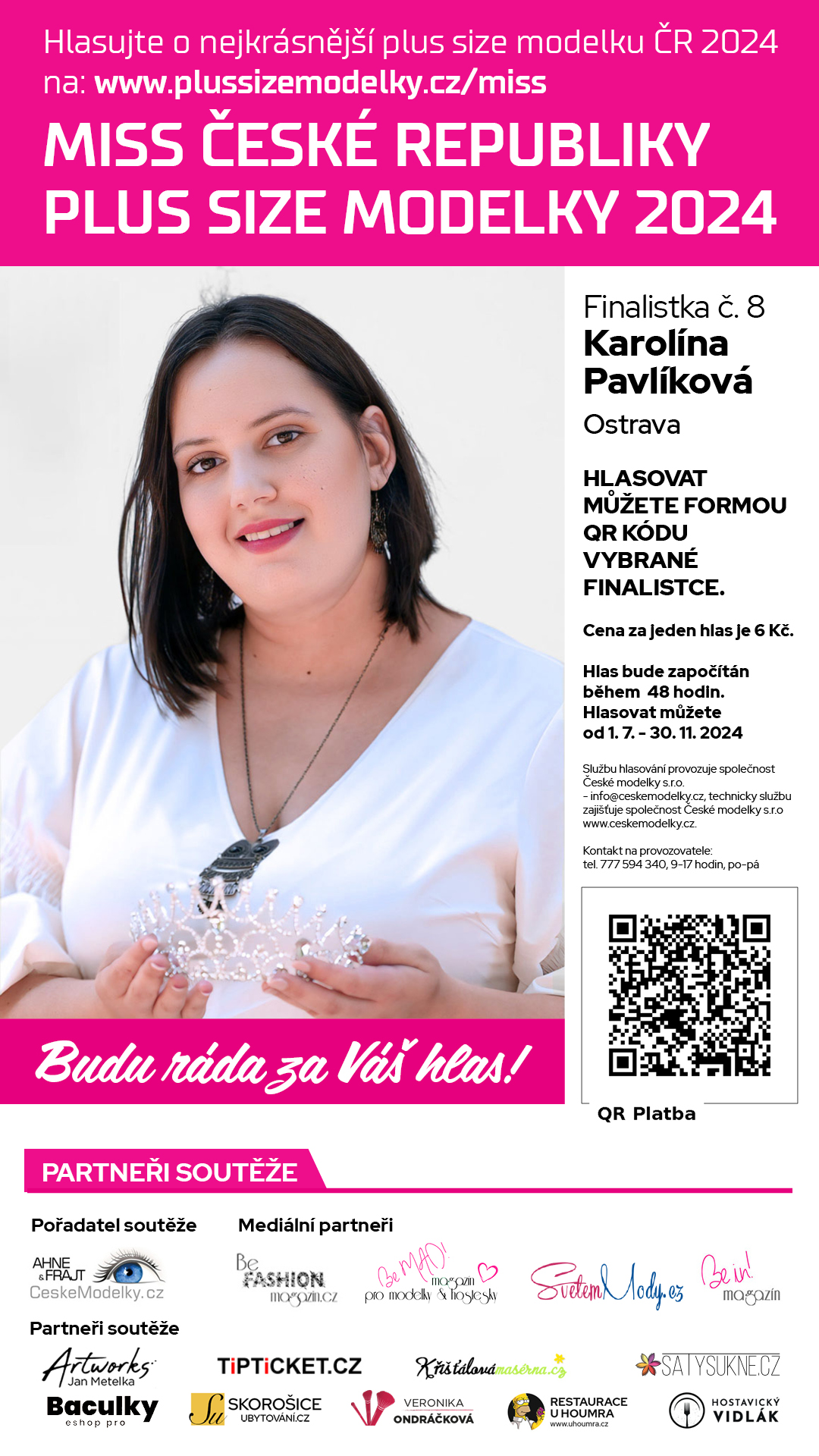 Karolna Pavlkov finalistka s slem 8 soute Miss Plus Size modelky R 2024