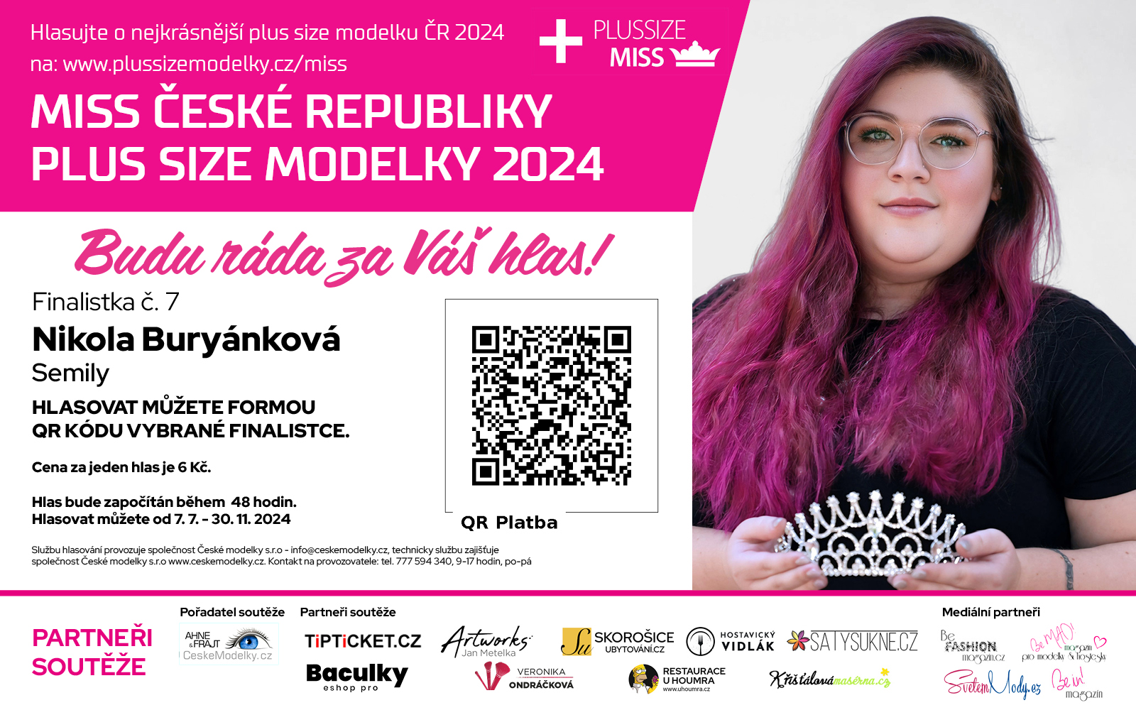 Video medailonek finalistky soute Miss Plus Size modelky R 2024 - Nikola Burynkov s slem 7