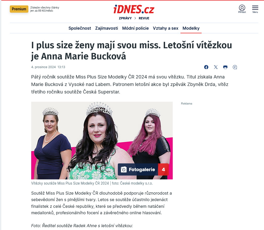 Napsali o ns: I plus size eny maj svou miss. Leton vtzkou je Anna Marie Buckov - www.idnes.cz