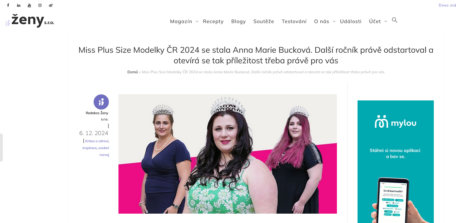 Napsali o ns: Miss Plus Size Modelky R 2024 se stala Anna Marie Buckov. Dal ronk prv odstartoval a otevr se tak pleitost teba prv pro vs