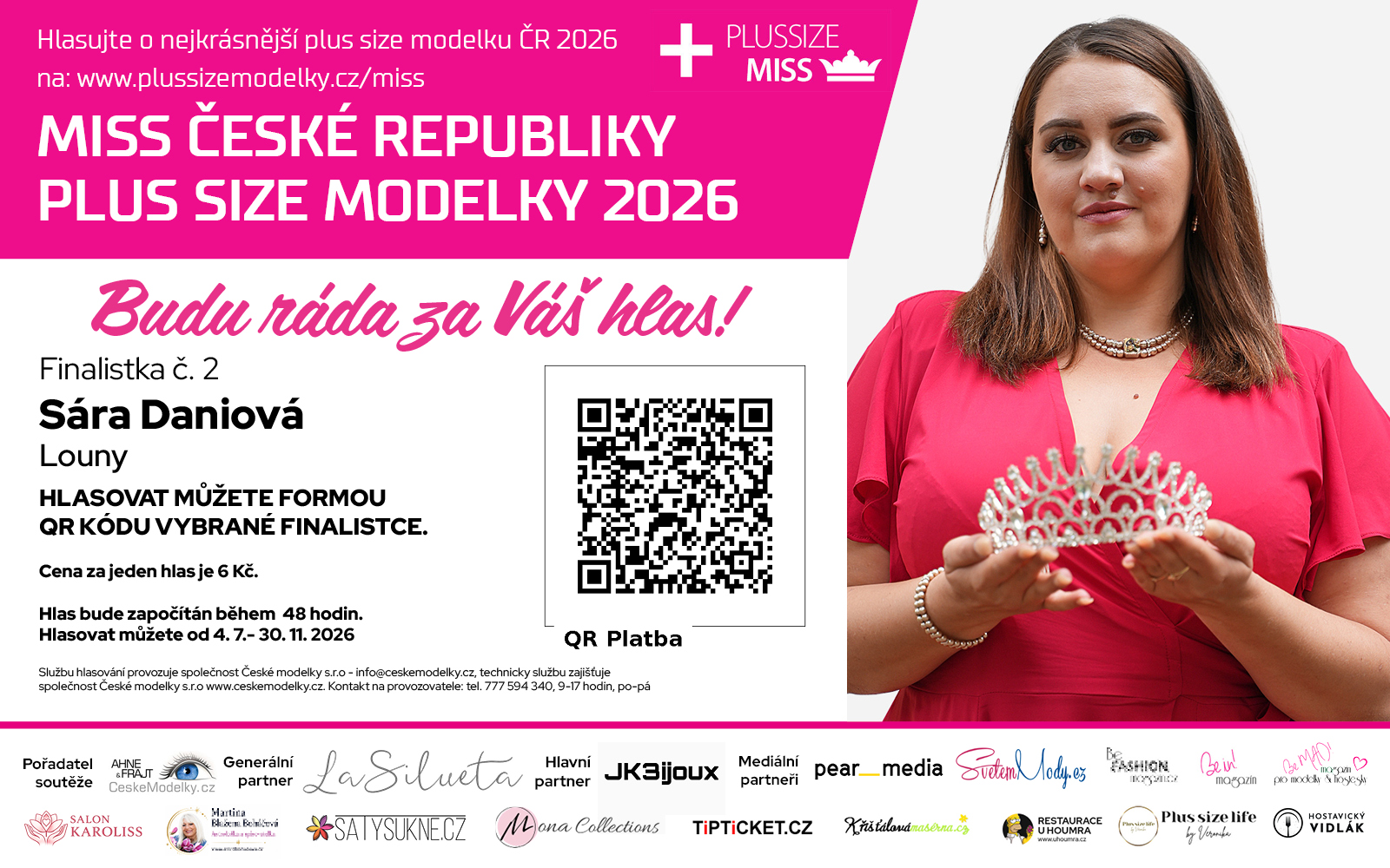 Miss Plus Size modelky ČR 2026 finalistka č. 2 - Sára Daniová